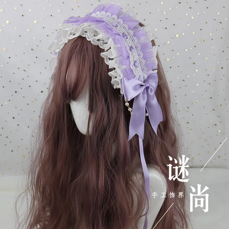 Japanse handgemaakte zachte meisje witte kant hoofddeksel Lolita boog parel zoete veelzijdige Kc hoofdband pop haaraccessoires voor vrouwen