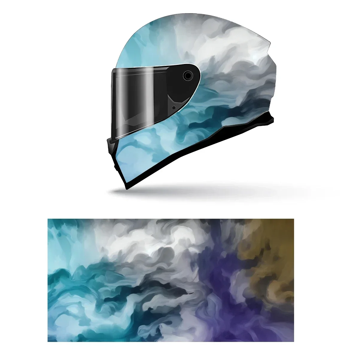 

Абстрактная красочная градиентная дымовая наклейка на полный шлем, мотоциклетный шлем, гоночная графическая наклейка, виниловая пленка, декор для шлема, наклейка
