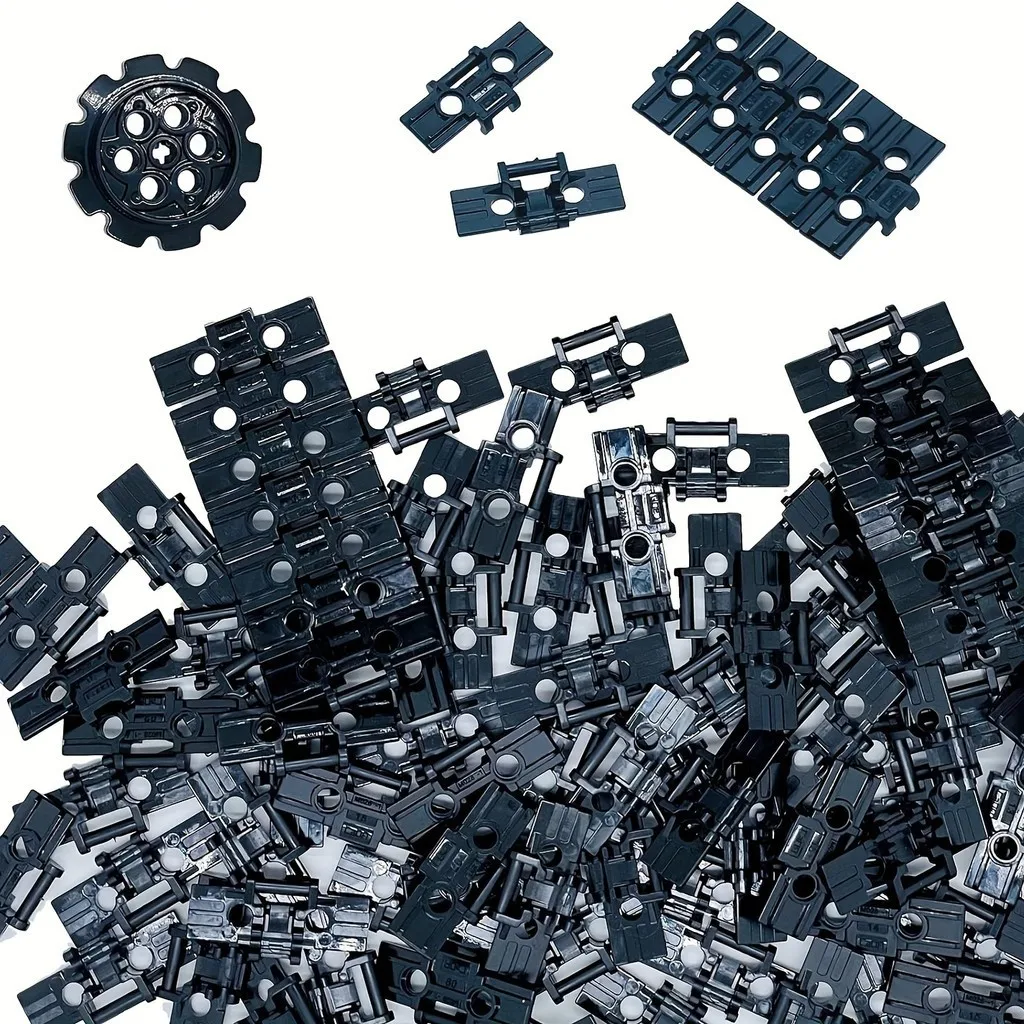 MOC-pieza de rueda de cadena técnica, bloques de construcción, piezas de ladrillos, eslabón de cadena, ruedas dentadas, pistas de tanque DIY 57518 57519 24375 3708