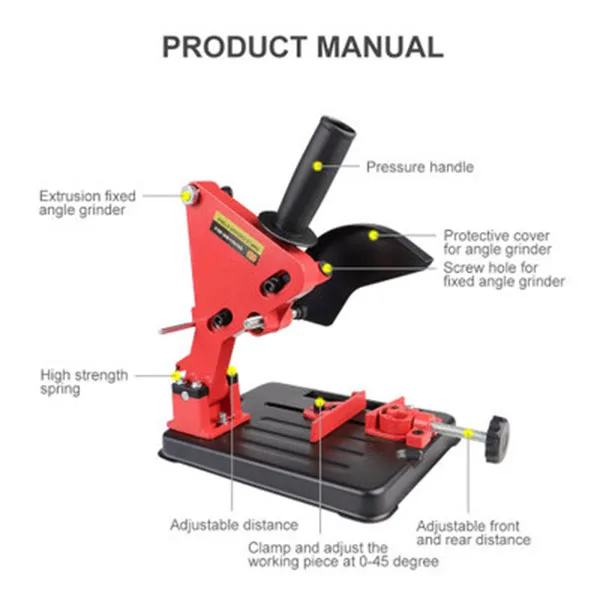 08170 Angle Grinder Stand Angle Grinder Bracket Holder Support For 100-125mm  Cutter Angle Grinder Cast Iron Base