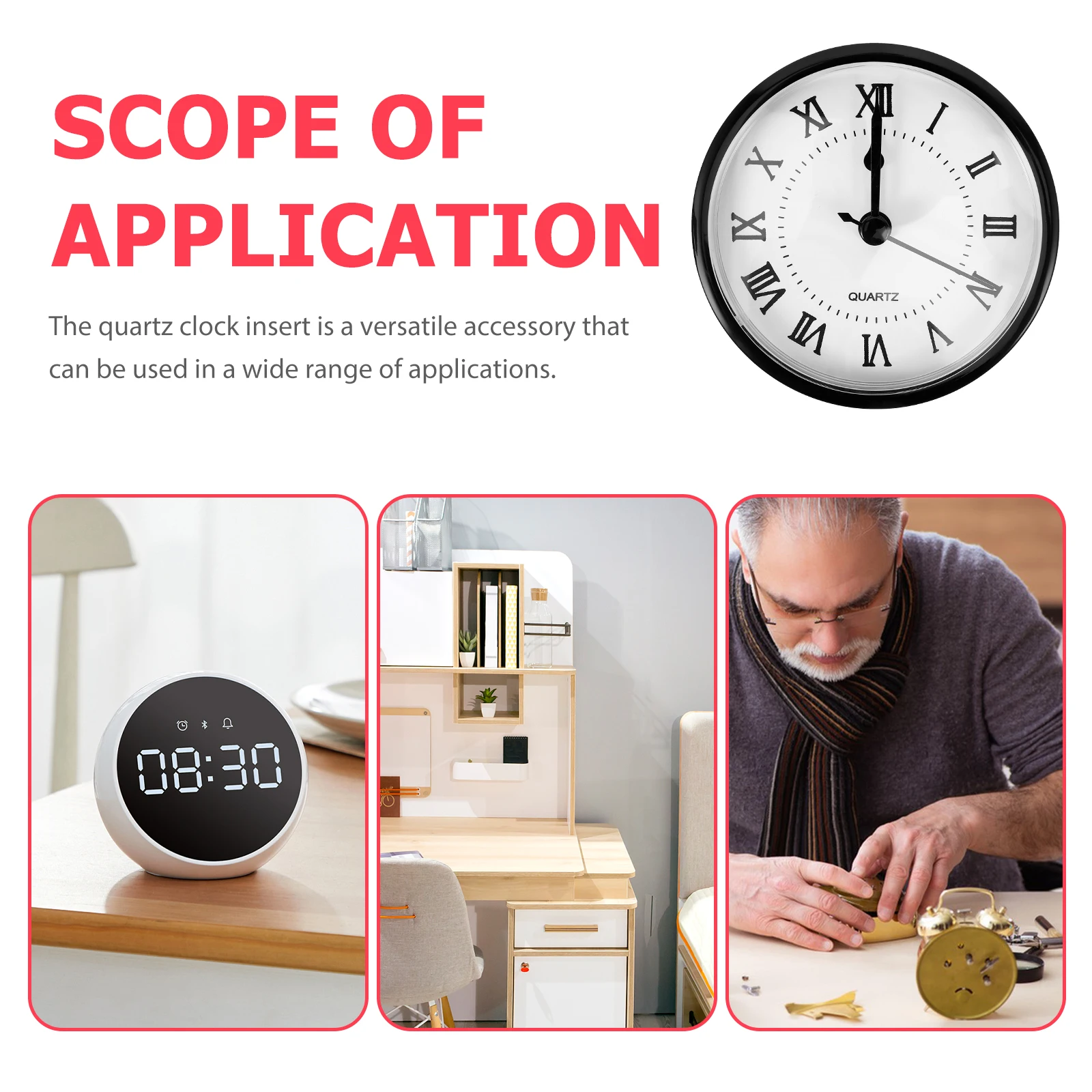 

Round Diy Vintage Style Roman Numerals Simple Face Inlaid Small Clock Head For Crafts Decorative Home Clock