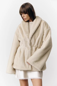 Mixed Color Faux Fur Long Coat 5 Fashion Mixed Color Lapel Collar Woman Long Coat Elegant Full Sleeve Loose Overcoat New Winter Lady High Street Faux Fur Jacket 5