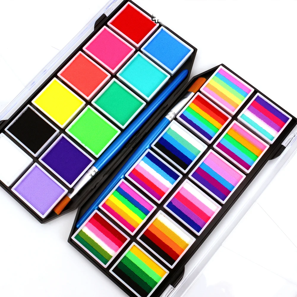 12 Colors Facial Water-Soluble Body Painting Face Makeup Palette for Kids Adults Stage Halloween Cosplay Party Art Supplies