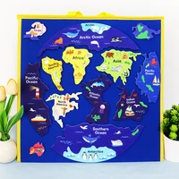 Kids World Map Felt Puzzle, Interactive 7 Continents & Oceans Educational Toy , Montessori Geography Teaching Aid for Classroom 3