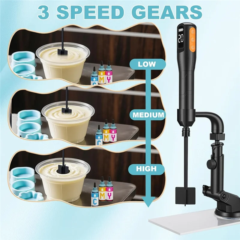 خلاط راتينج HHO، مع حامل قابل للتعديل - 3 سرعات ومؤقت ذكي لتقليل الفقاعات، أدوات خلط راتنجات الإيبوكسي مع 4 مجاذيف للاستخدام بنفسك #6