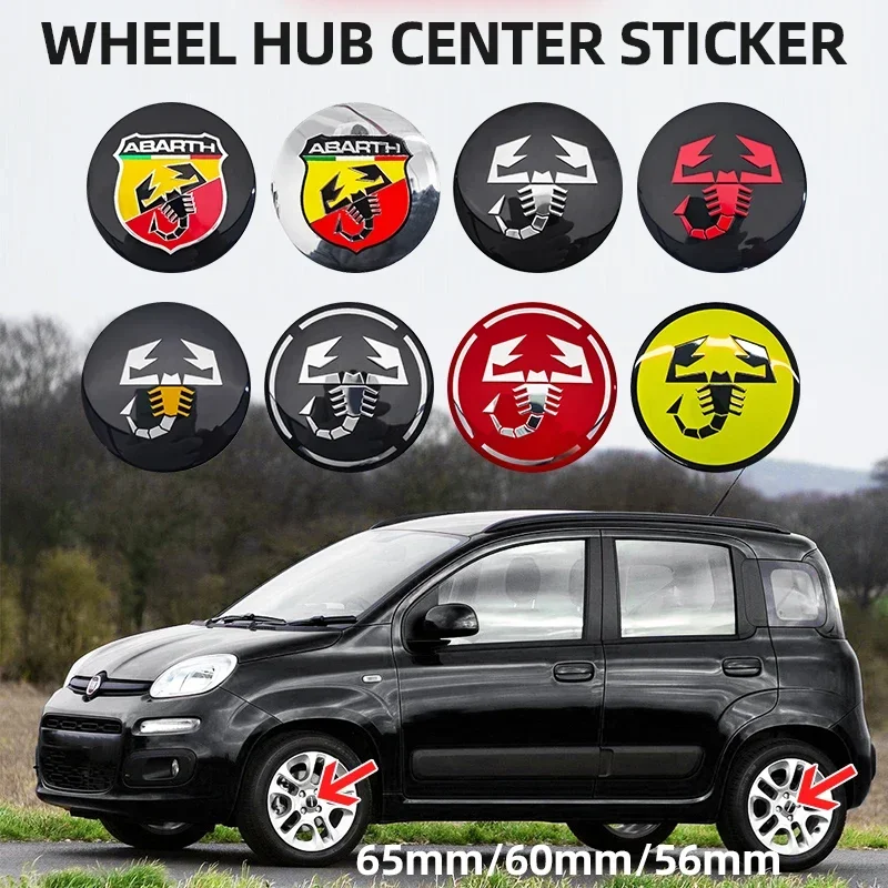 4pcs 3D 56mm car logo emblem Wheel Center Hub auto Rim refit dust-proof badge covers sticker accessories For FIAT Abarth 500