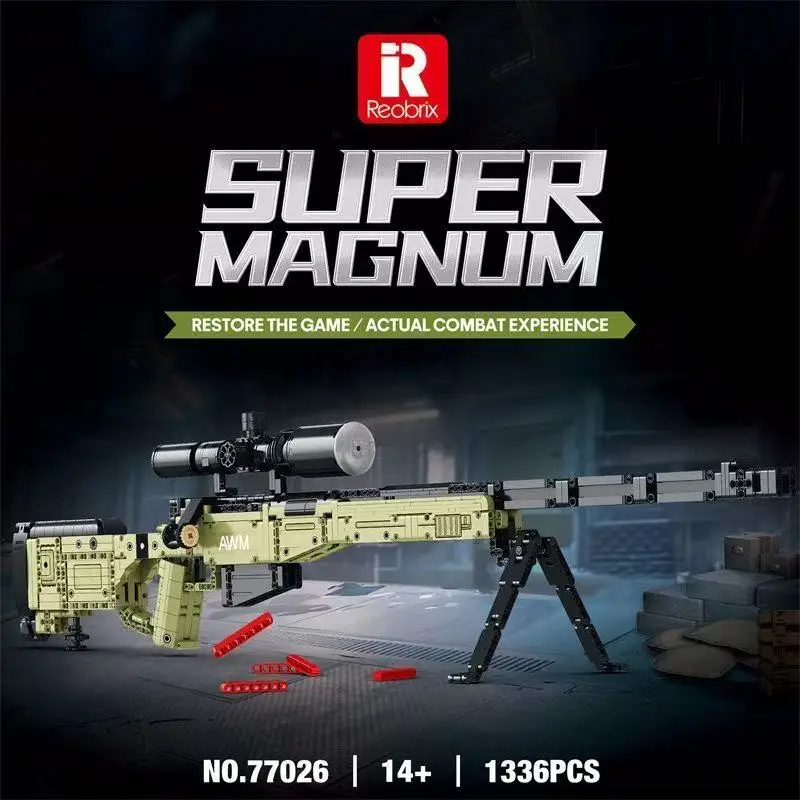 

Sniper Rifle Assault Pistol Model Building Blocks 77026 Simulation Shoot Gun Military Series Bricks Kids Toys Holiday Gifts77026