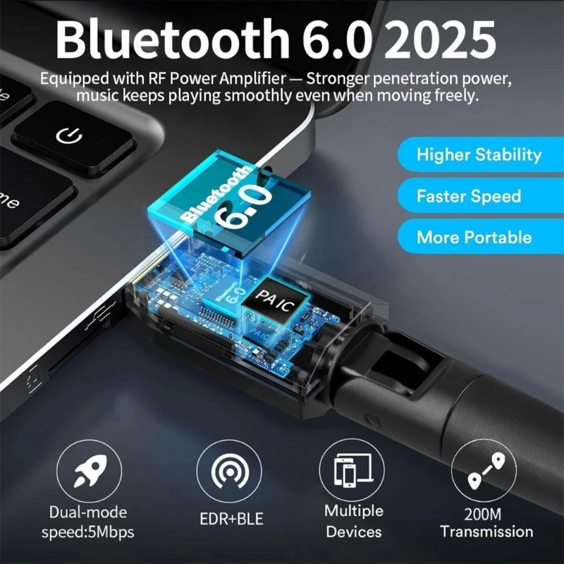 P5EA Advanced Bluetooth-compatible 6.0 USB Adapters for Desktop Computers Plugs and Play Operation for Seamless Device