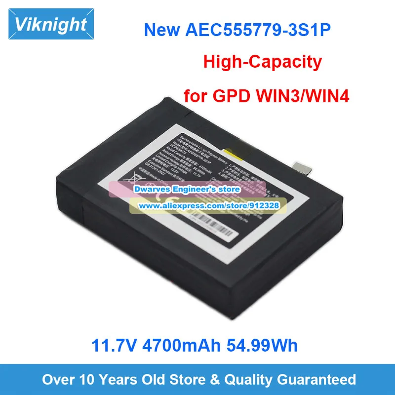 

Новый аккумулятор большой емкости AEC555779-3S1P 565774-3S 11,7 В 54,99 Втч 4700 мАч для портативного контроллера геймпада GPD WIN3 WIN4 WIN 3 4