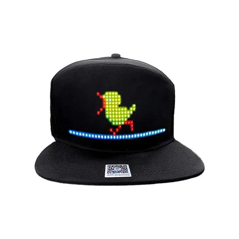 Baseball Hat DIY Soft Cotton Screen Cap USB Rechargeable Pixel Bluetooth LED Hat RGB Four Color Programmable Matrix Board