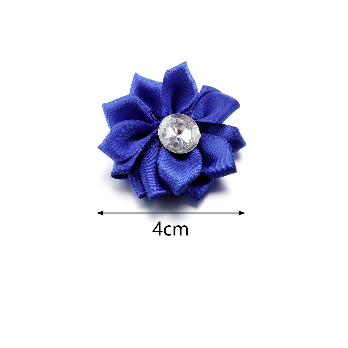 20Pcs/lot Mini Satin Ribbon Flowers 4cm Multicolor Rhinestones Handmade Flower for DIY Hair Clip Clothing Decoration Accessories