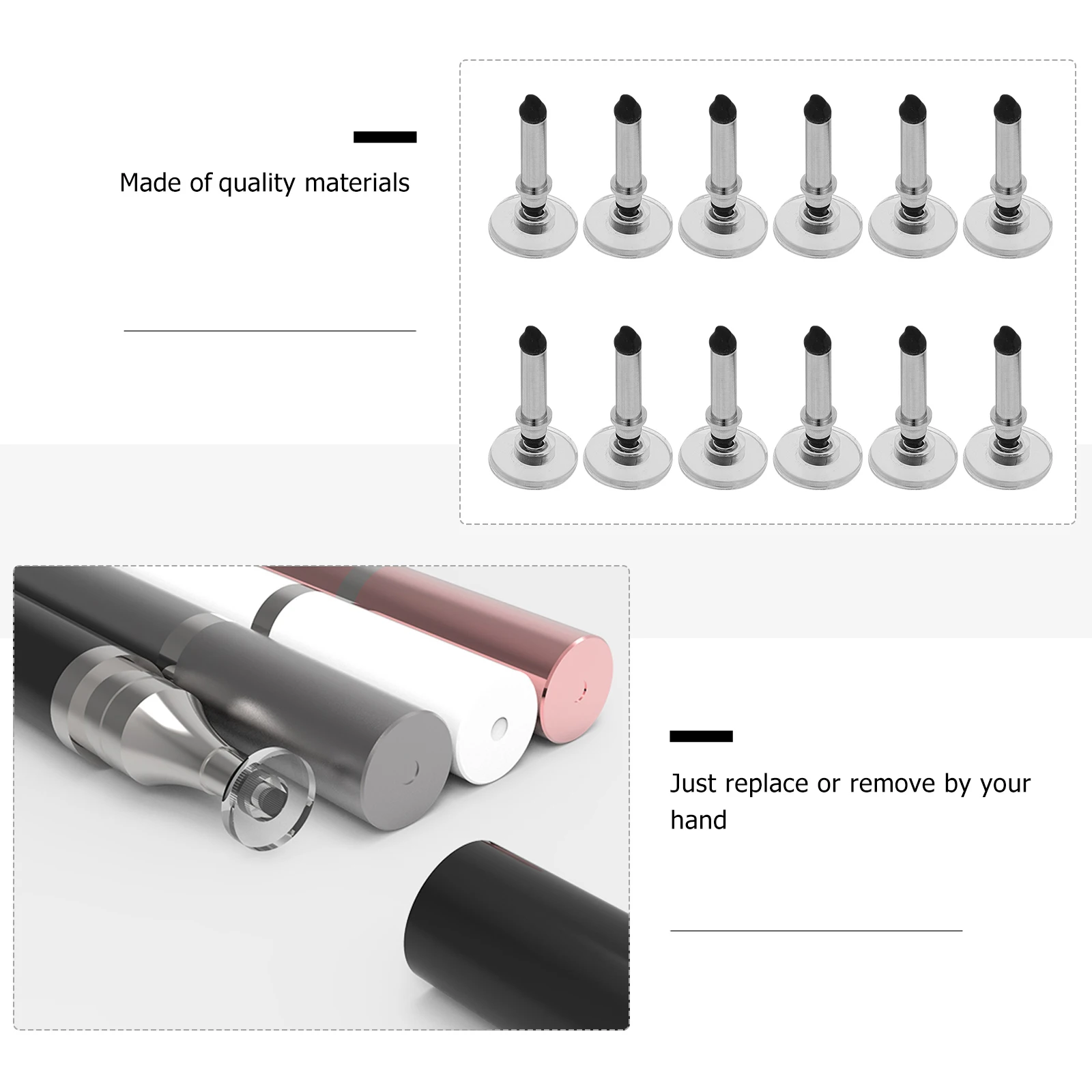 

12 Pcs Stylus Replacement Tips Disc Touchscreen Round Shape Tools Pen Refill Universal Silicone