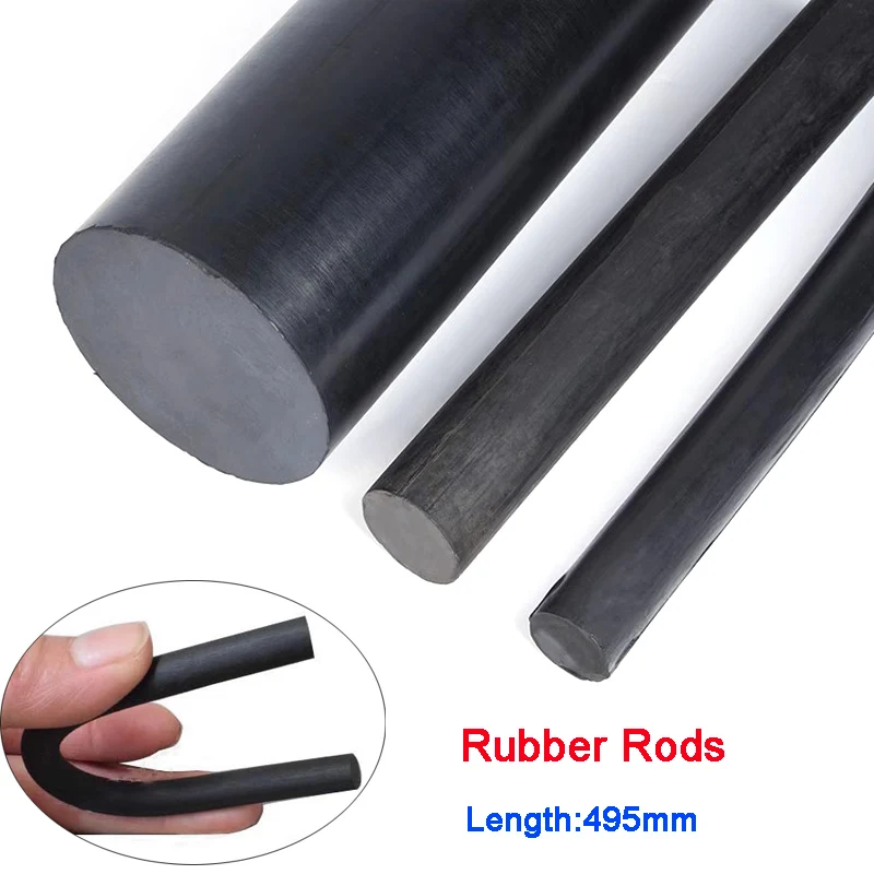 1Pcs Black Rubber Round Rods OD 16~50mm High Temperature Oil Resistant Solid High-Quality Round Bar Length 495mm