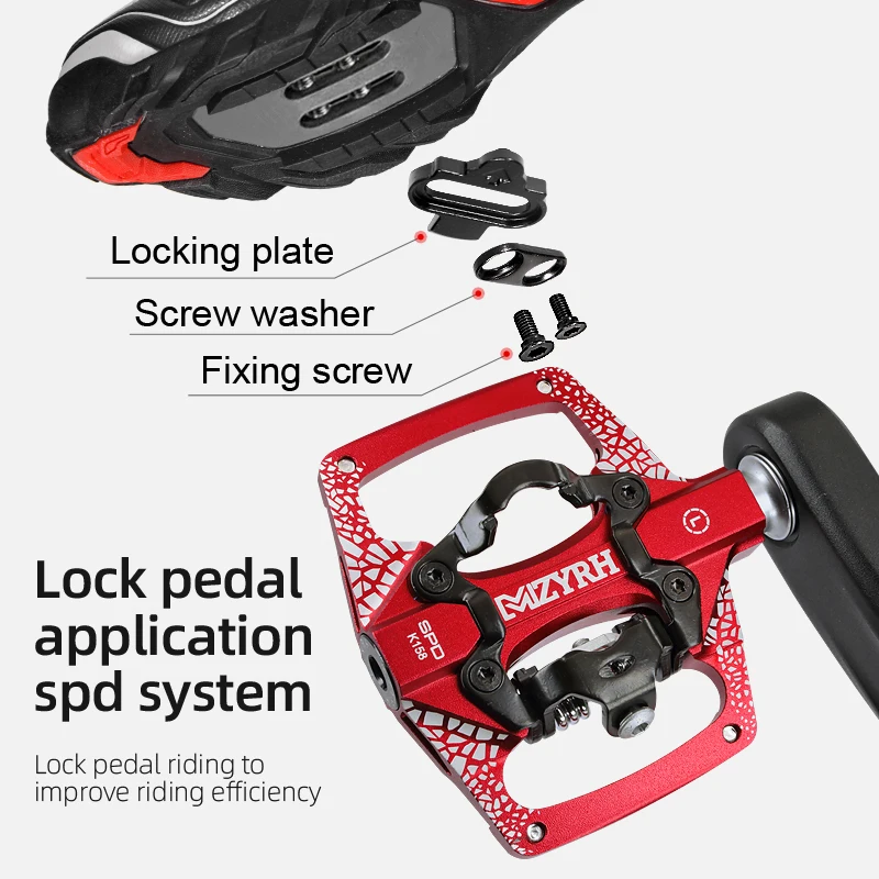 Self-locking Pedal  2 In 1 With Free Cleat For SPD System MTB Road Aluminum Anti-slip Sealed Bearing Bicycle Pedals