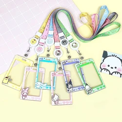 Sanrios Work Card Holder Anime Figures HelloKittys Pochacco ID Name Tag Cute Bus Pass Access Card Cover Case Kuromi Badge Holder