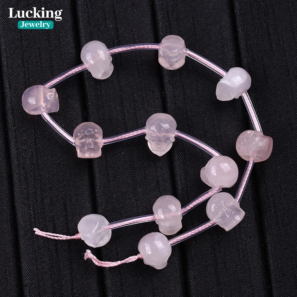 

Bohemian Style Natural Madagascar Rose Quartz Skull Carving 9*11mm Vivid Pink Crystal for Personalized DIY Jewelry Making