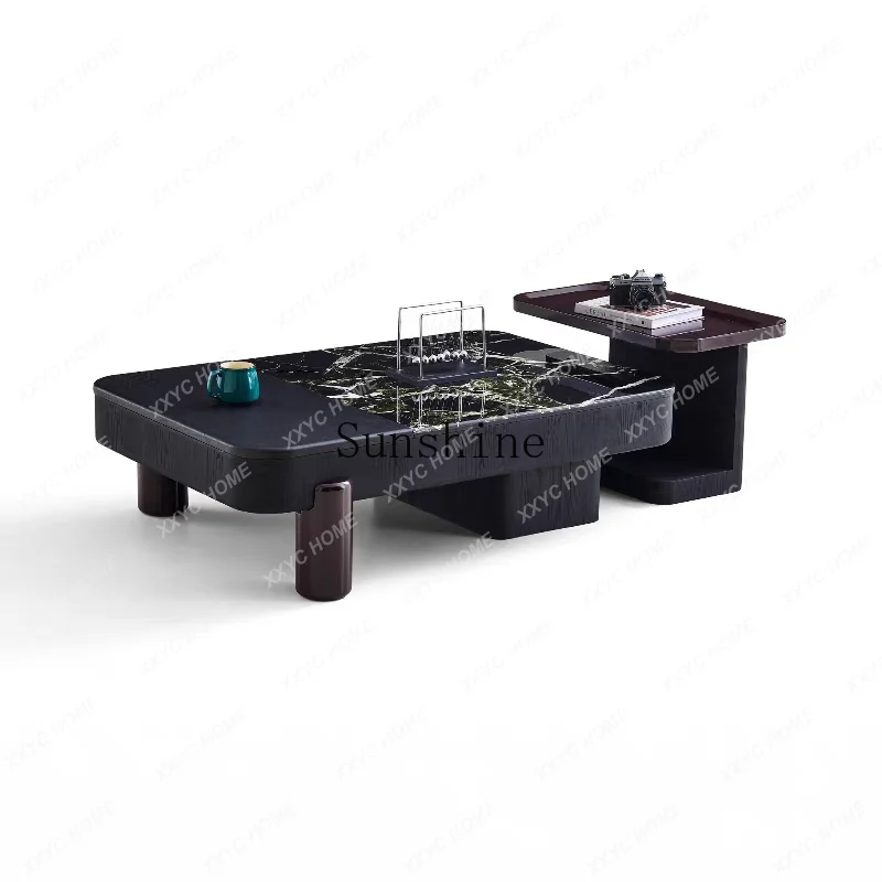 Modern light luxury minimalist  medieval style home living room microcrystalline stone combination coffee table
