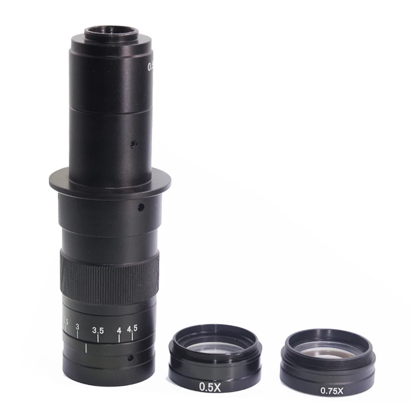 Lapsun Long Work Distance 5X-180X Zoom 25mm C-mount Lens + 0.75X 0.5X Barlow Aux For Industry Soldering Microscope Camera 10A