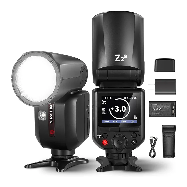 NEEWER Z2-C 2.4G TTL فلاش مستدير الرأس Speedlite لضوء فلاش Canon لكاميرا DSLR