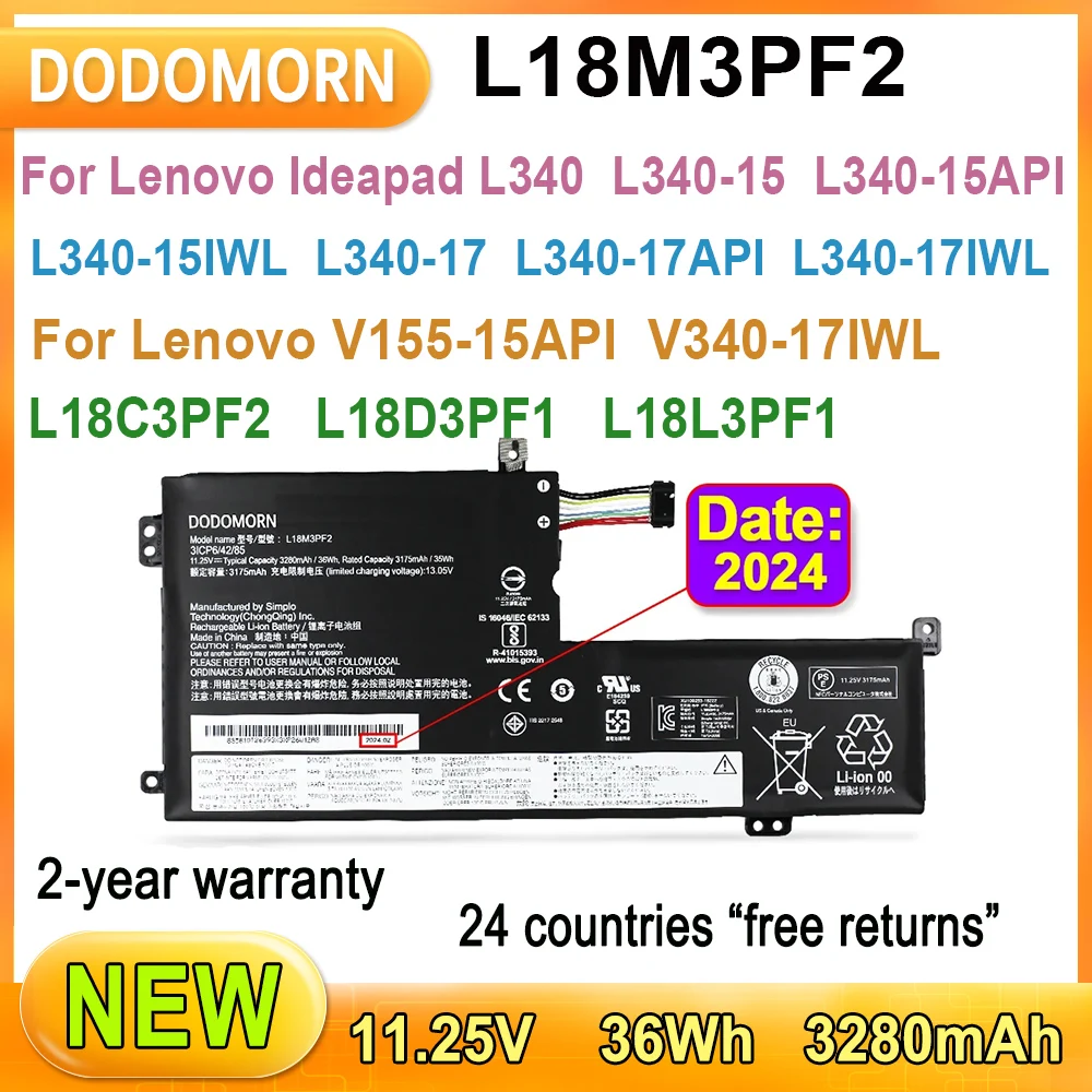 nova bateria do portatil l18m3pf2 para lenovo ideapad l340 l34015 17 l3 15iml05 v155 15api v340 17iwl l18c3pf2 l18d3pf1 l18l3pf1 36wh 01