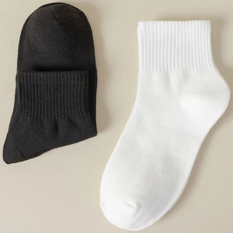 Chaussettes fines blanches résistantes à l'usure pour femmes, chaussettes de rinçage, respirantes, confortables, solides, document, tendance, printemps, automne, été, 5 paires