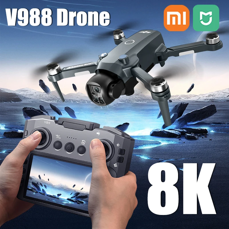 Xiaomi Mijia V988 Дрон 8K Профессиональная HD двойная камера с экраном RC Бесщеточный двигатель Квадрокоптер Складная игрушка для аэрофотосъемки