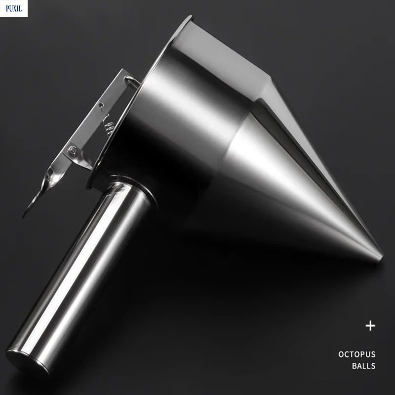 1.75L Octopus Balls Tool Baking Funnel Stainless Steel Takoyaki Dough Dispenser With Rack Adjusting Output Kitchen Hopper Tool