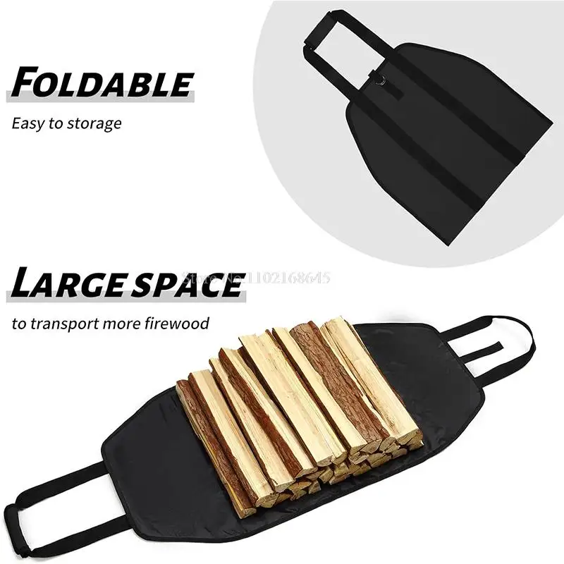 Outdoor Firewood Carrier Bag Storage Durable Oxford Log Carrier With Reinforce Ring Straps For Camping Wood Stove Accessories