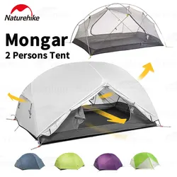 Naturehike Mongar 2-osobowy namiot outdoorowy 15D/20D Nylon Profesjonalny wodoodporny kemping Ultralekki przenośny namiot podróżny z matą