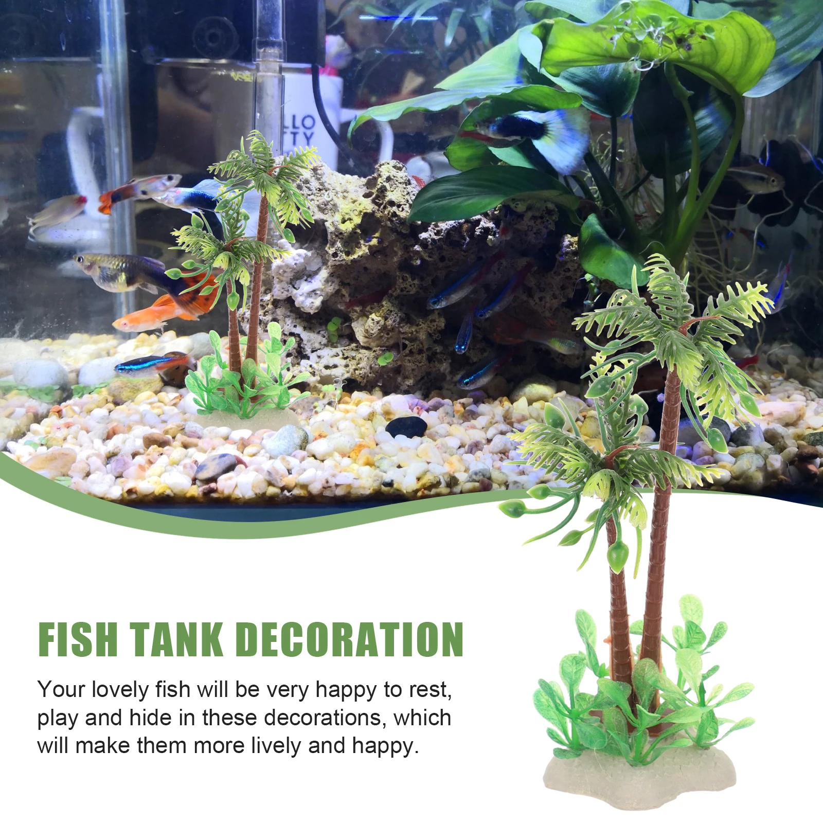 

Simulated Coconut Tree Aquatic Grass Small Fish Tank Decorations Aquarium Plants Realistic Plastic Fish Tank Plants Pet Supplies