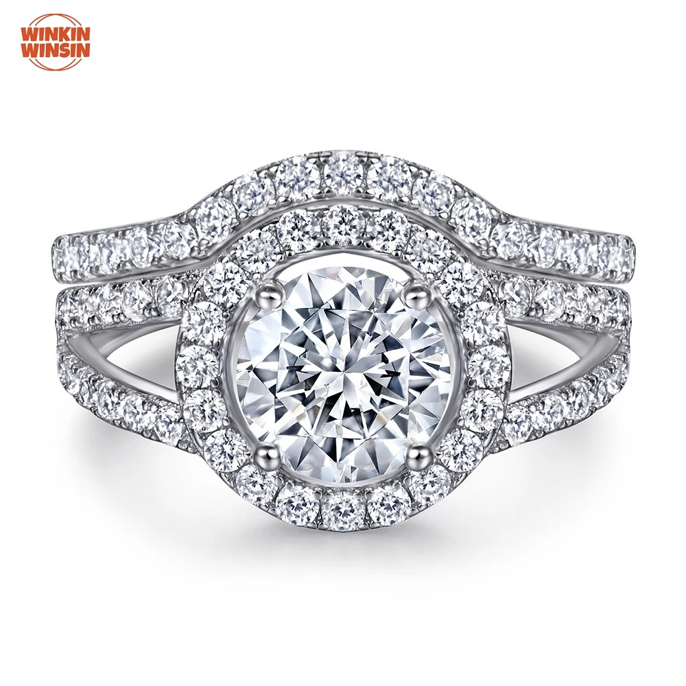 

Winkin Winsin s925 sterling silver 1.5-carat moissanite ring, a high-end set of women's silver jewelry