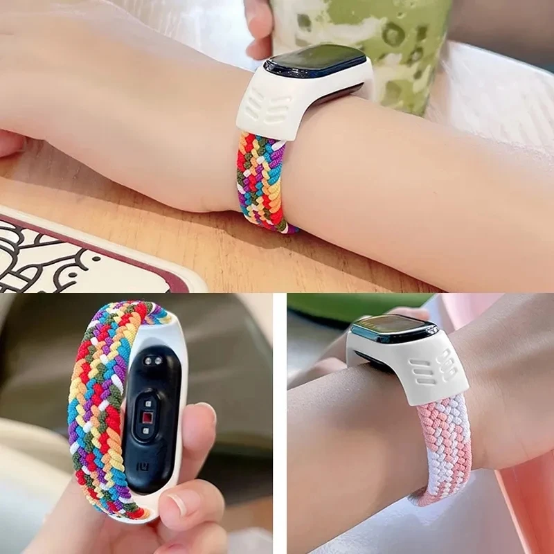 Nylon Braided solo loop for Xiaomi Mi band 6 7 Strap  pulseira bracelet Miband5 Wristband belt correa Mi band 7 5 4 6 watchbands