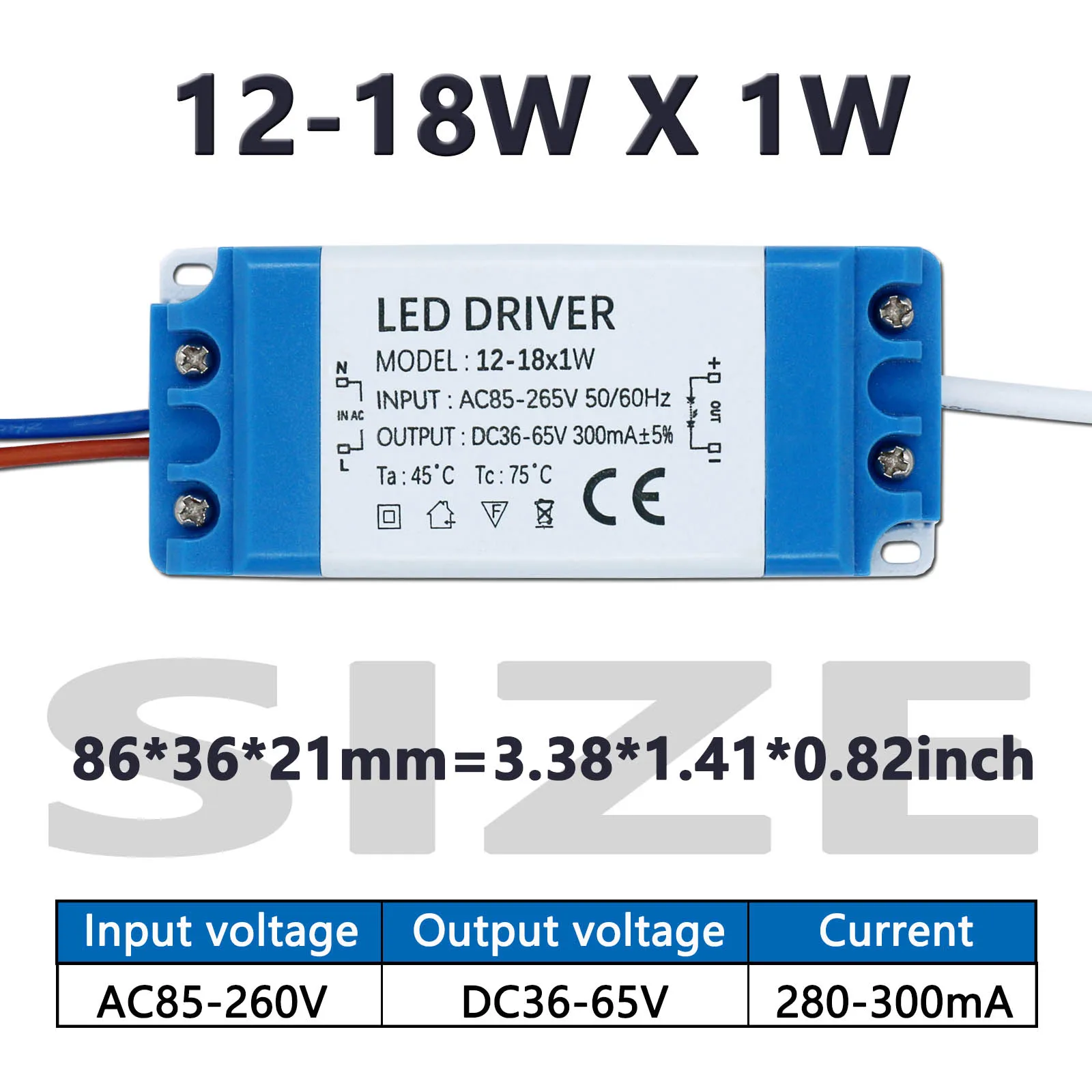 LED Power Driver 1W-36W 5.5 * 2.1mm Female Connector 300mA Constant Current Lighting Transformer for LED Light Strip Office