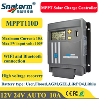 MPPT LCD Display 10A with WIFI /Bluetooth 12V/24V Solar Panel Battery Regulator Charge Controller Dual USB LifePo4 and Lithium..