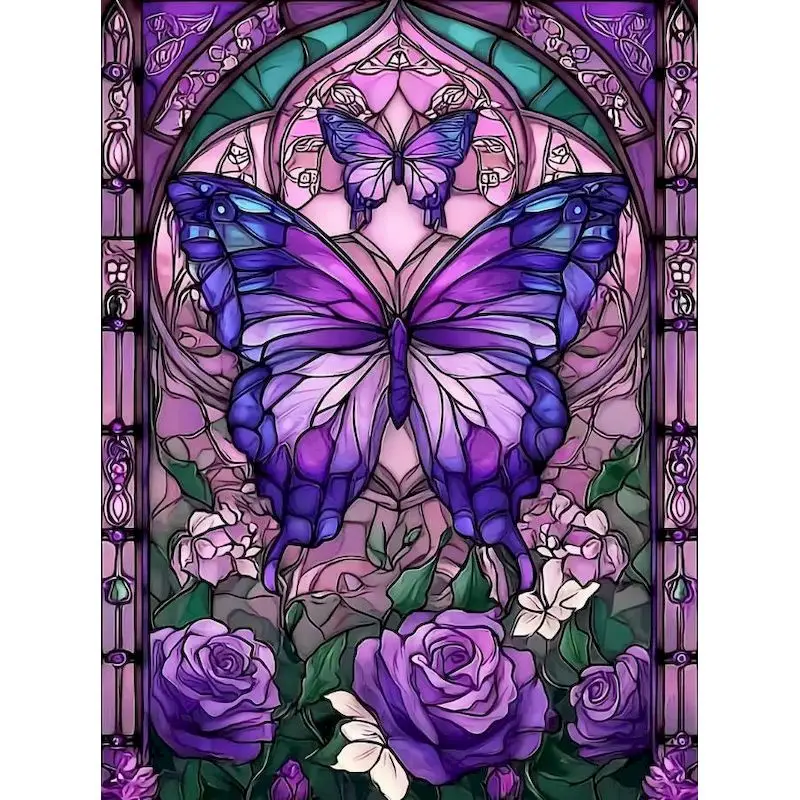 

RUOPOTY Purple Butterfly Paint By Numbers Picture Canvas Painting Animal Easy Paint Frameless Decorative Paintings