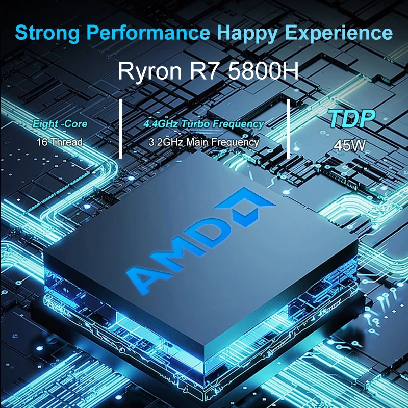 GenMachine 데스크탑 게임용 컴퓨터, AMD Ryzen 7, 5800H, 윈도우 11, 미니 PC, DDR4, 32GB RAM, 512GB SSD, WIFI6, RTL8852, BT5.2, 신제품