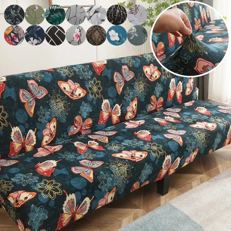 Folding Sofa Bed Cover for Living Room Armless Sofa Covers Elastic Spandex Material Soft Slipcovers housses de canapé funda sofá