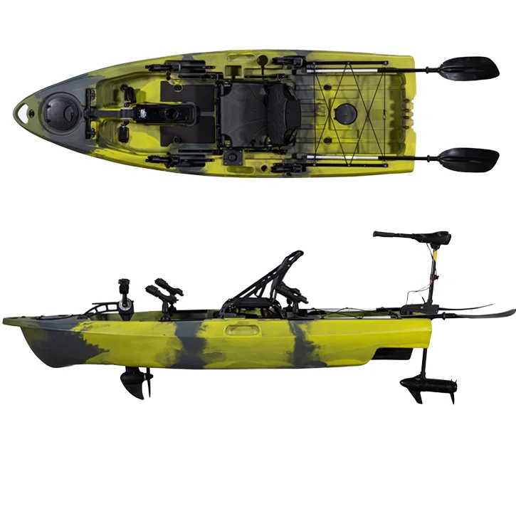 Одноместный спортивный рыболовный каяк 2,9 м с педальным приводом, корпус из HDPE-пластика, для использования на реке, с веслом