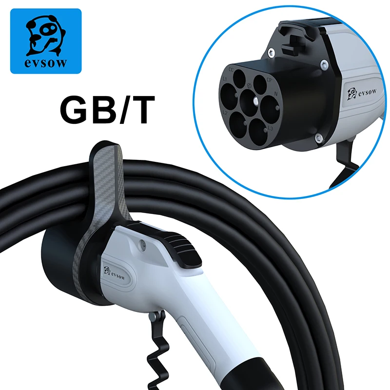 Suporte do carregador Evsow-ev para veículo elétrico, de parede, coldre, para veículo elétrico, conector de carregamento gb/t, com proteção extra e