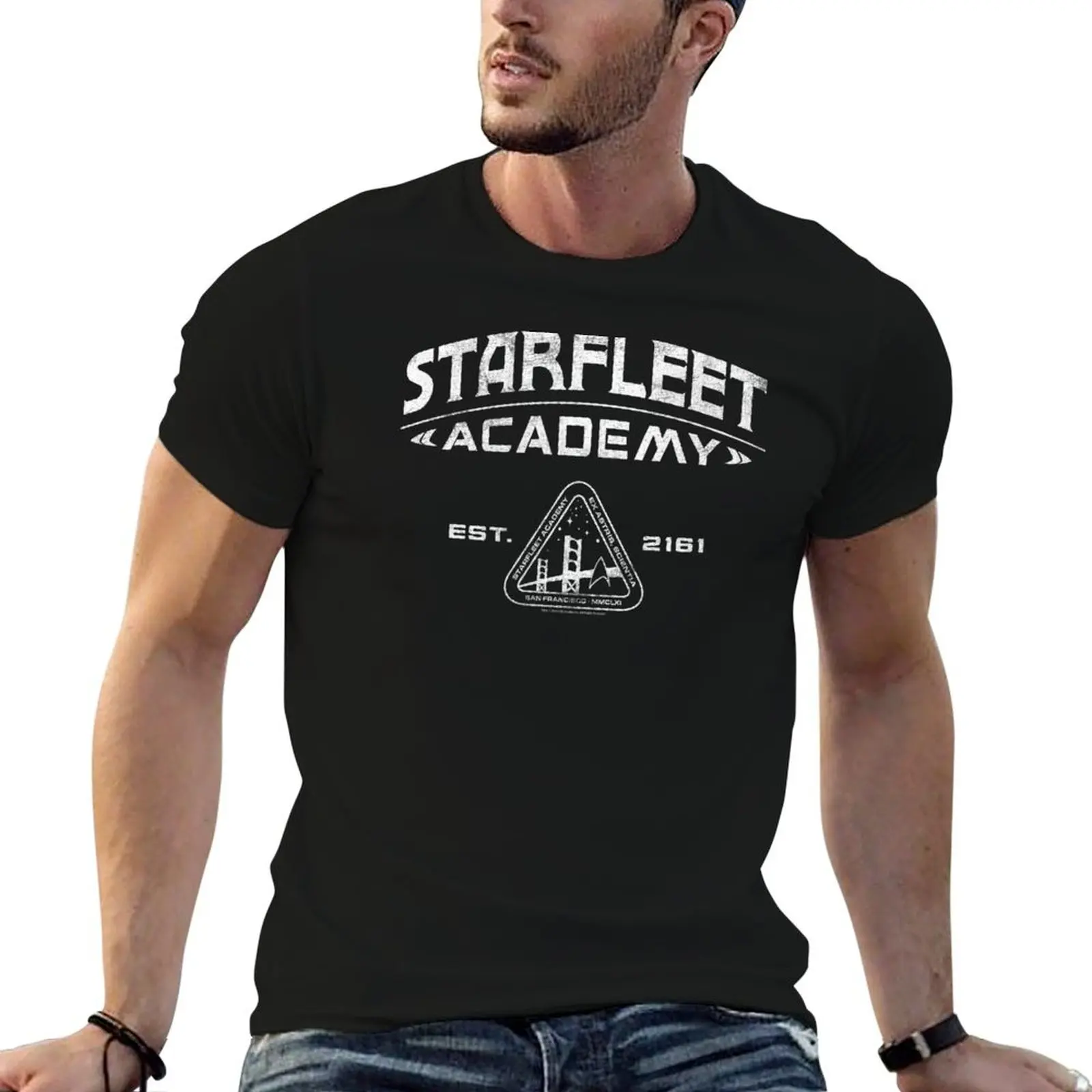 تي شيرت Star Trek Starfleet Academy 2161 Vintage Collegiate Logo تي شيرت قطن 100% تي شيرت للرجال 100% قطن تي شيرت #1