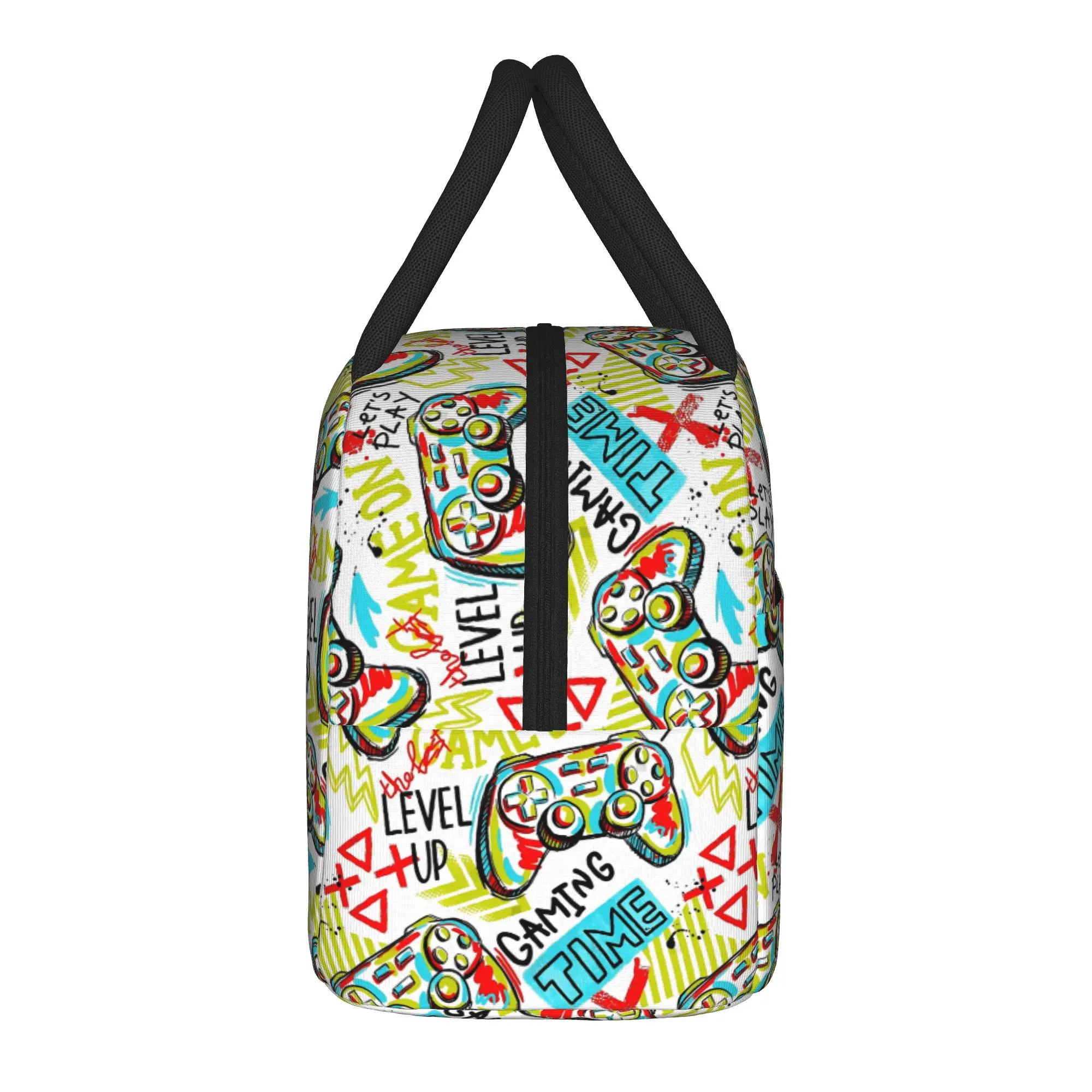 Video Game Gaming Controller Insulated Lunch Bags Cooler Bag Reusable,Lunch Container  Leakproof Lunch Box Tote Beach  Picnic