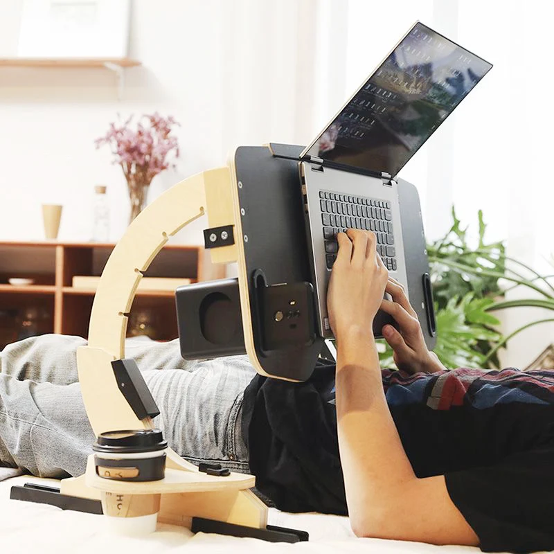 Stolik na laptopa wielofunkcyjny leniwy blat stołu drewniany 360 regulowany stojak na notebooka pulpit stojak na laptopa przenośny składany statyw