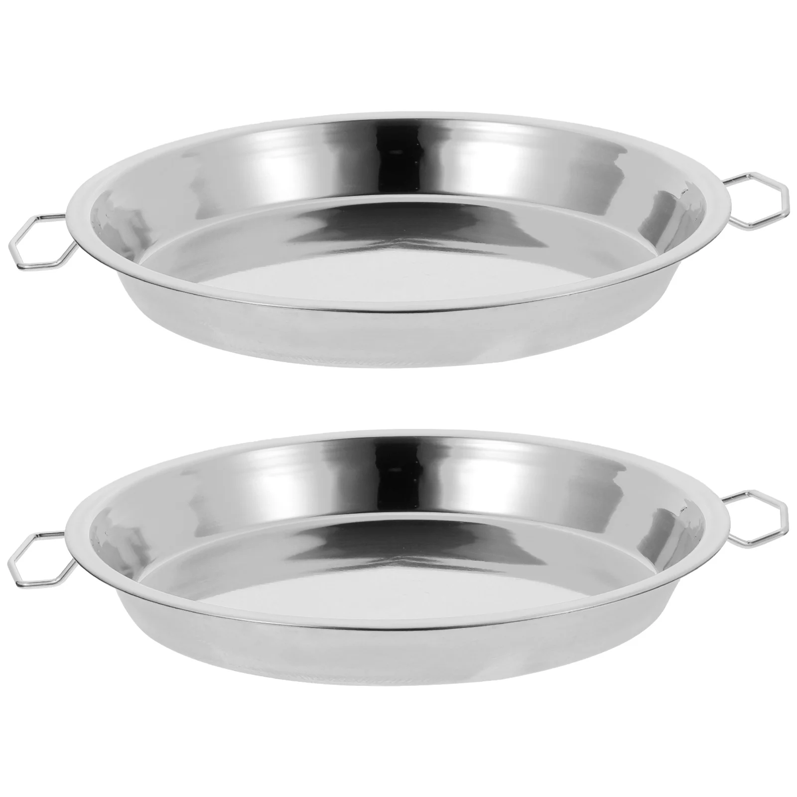 

2Pcs Double Ear Steaming Platters Stainless Steel Plates Cold Noodles Baked Cakes Fruits Reusable Kitchen Dishwasher Safe Easy