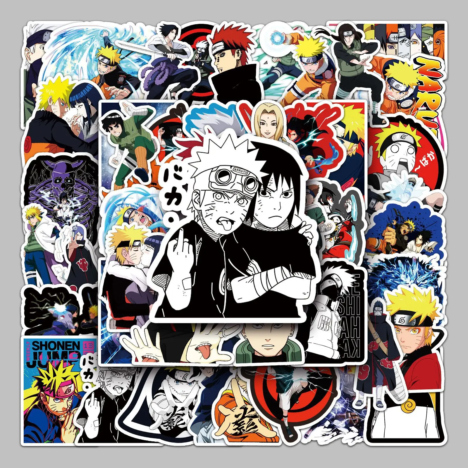 50 Pcs Naruto Shippūden Sasuke Naruto Kakashi Anime Cartoon Sticker DIY Graffiti Notebook Skateboard Waterproof Decor Toys Gift