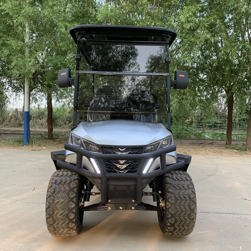 Electric Golf Cart For Sale With Folding Windshield, 14 Inch Off Road Tires, Electric Off Road Golf Cart With Front Bumper