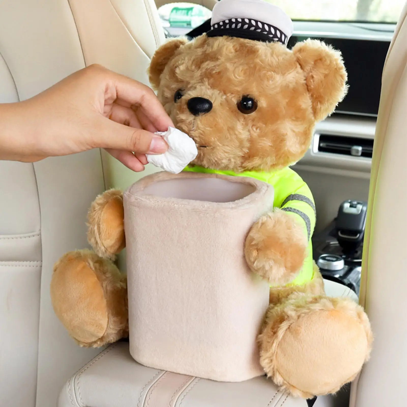 

bear Car tissue box dustbin two-in-one Car armrest box Vehicle Trash Can Car Tissue Dispenser Cute car Interior decoration