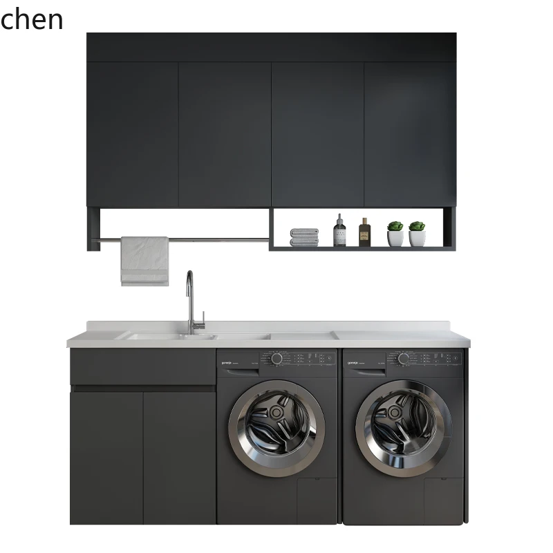 HT  honeycomb washing machine cabinet flat double position balcony laundry cabinet laundry basin