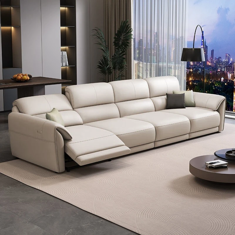 Leather electric sofa Italian minimalist about zero against the wall function living room three-person first-class space capsule