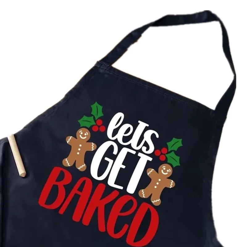 Let's Get Baked apron Merry Christmas Holiday Xmas Eve party Family Friend baking decoration wife mom grandma Hostess present