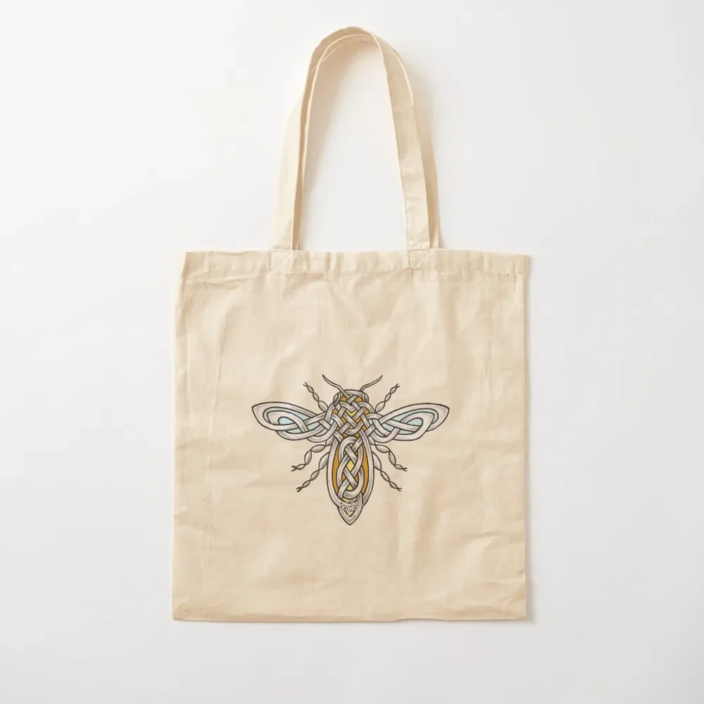 Celtic Honey Bee Tote Bag Women's shopper shopping bags foldable bags woman 2025 Canvas Tote Bag